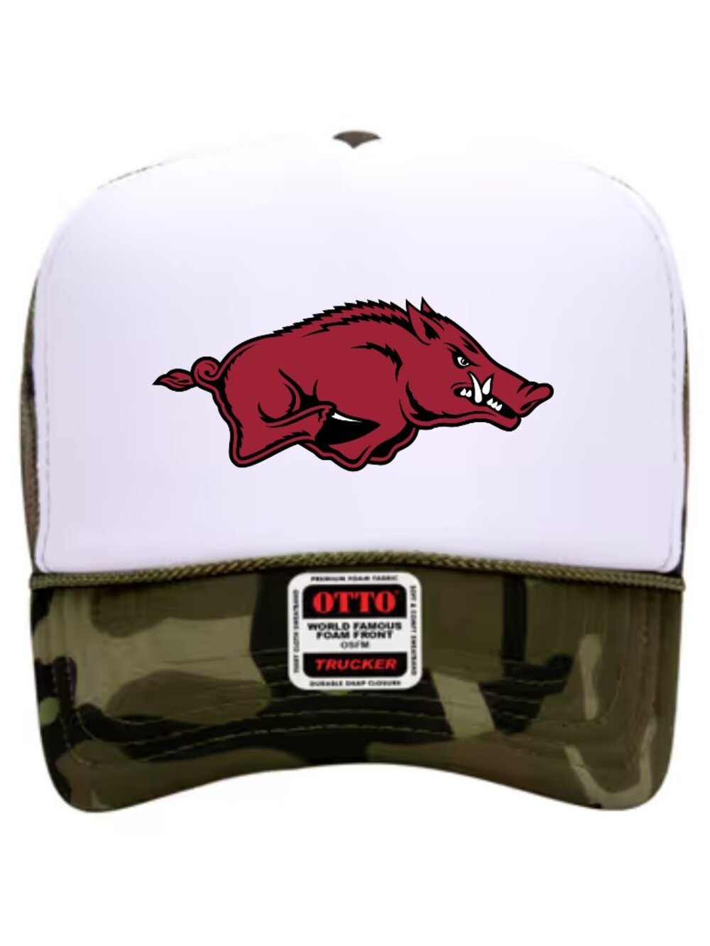 NEW - CAMO ARKANSAS RAZORBACKS TRUCKER HAT